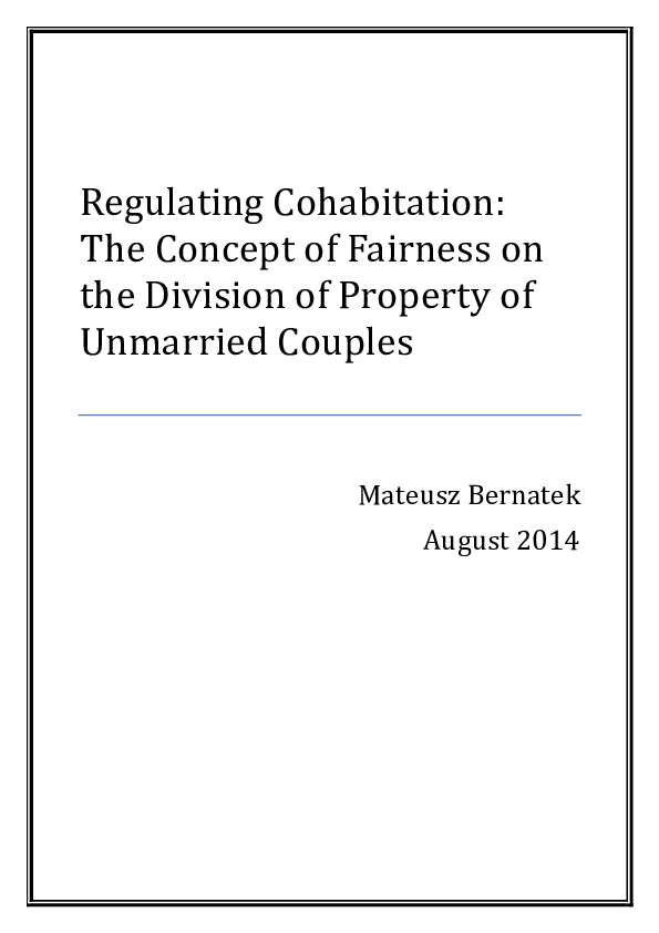 (PDF) Regulating Cohabitation the Concept of Fairness on the Division of Property of Unmarried