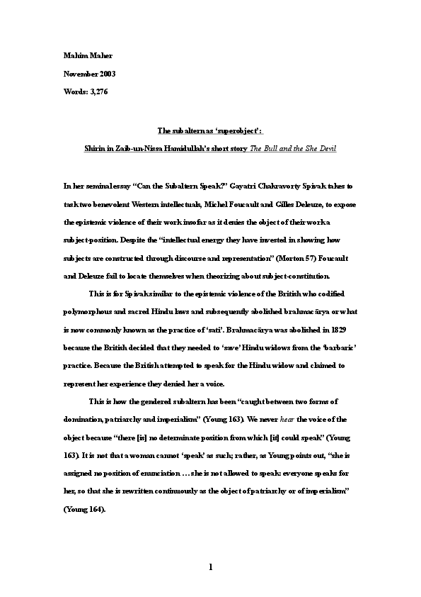 (DOC) Spivak's subaltern as ‘superobject’ Shirin in ZaibunNissa