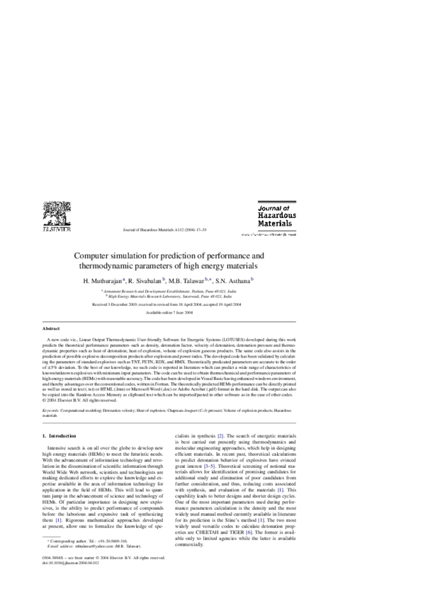 (PDF) Computer simulation for prediction of performance and ...