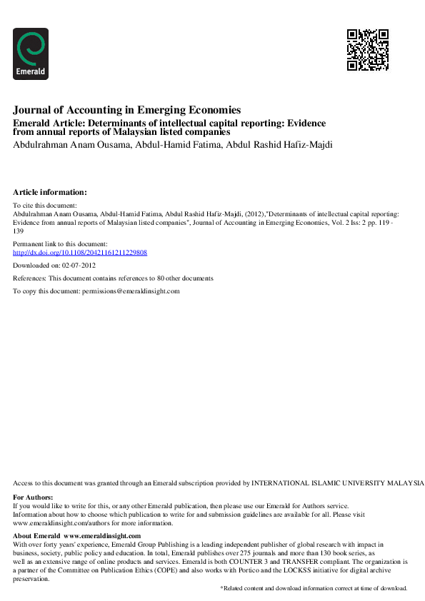 (PDF) Determinants of intellectual capital reporting: evidence from ...
