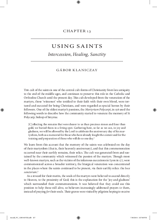 Using Saints: Intercession, Healing, Sanctity
