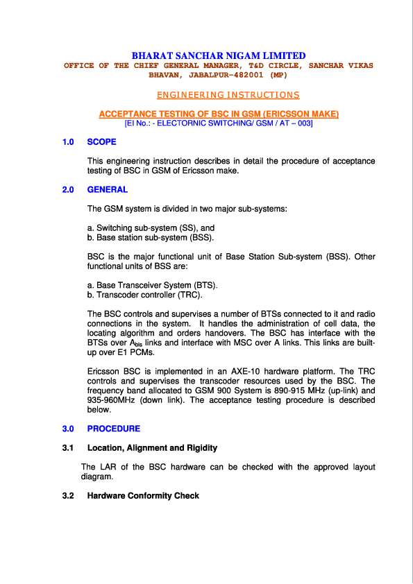 (PDF) Acceptance testing of bsc