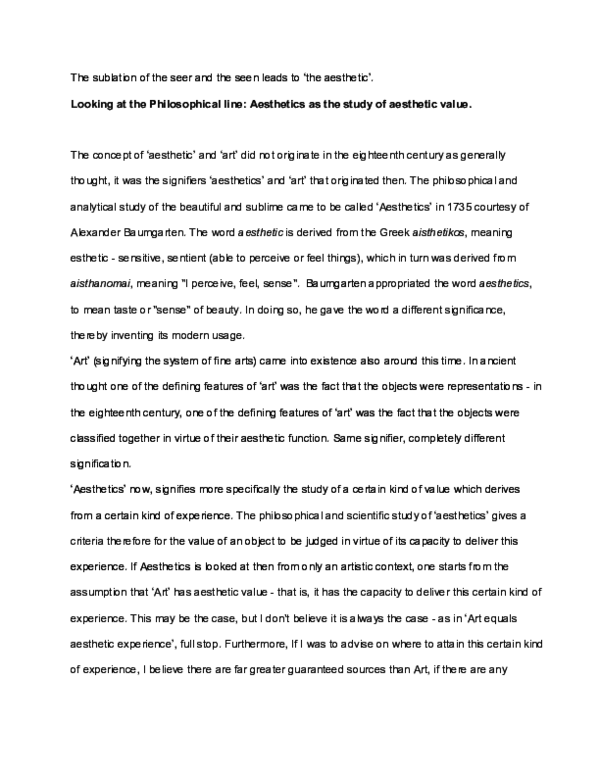 (PDF) The Sublation of the Seer and the Seen leads to the Aesthetic.