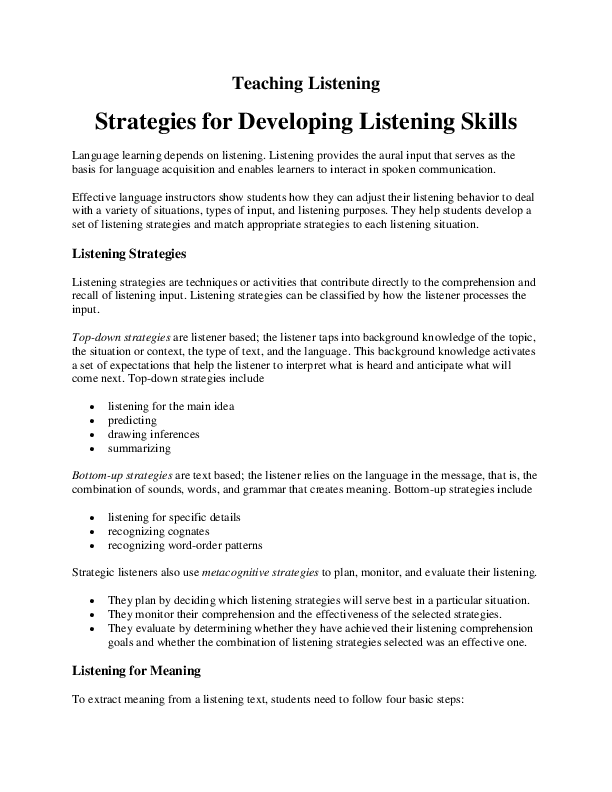 Doc Teaching Listening Erlina Manggena Academia Edu