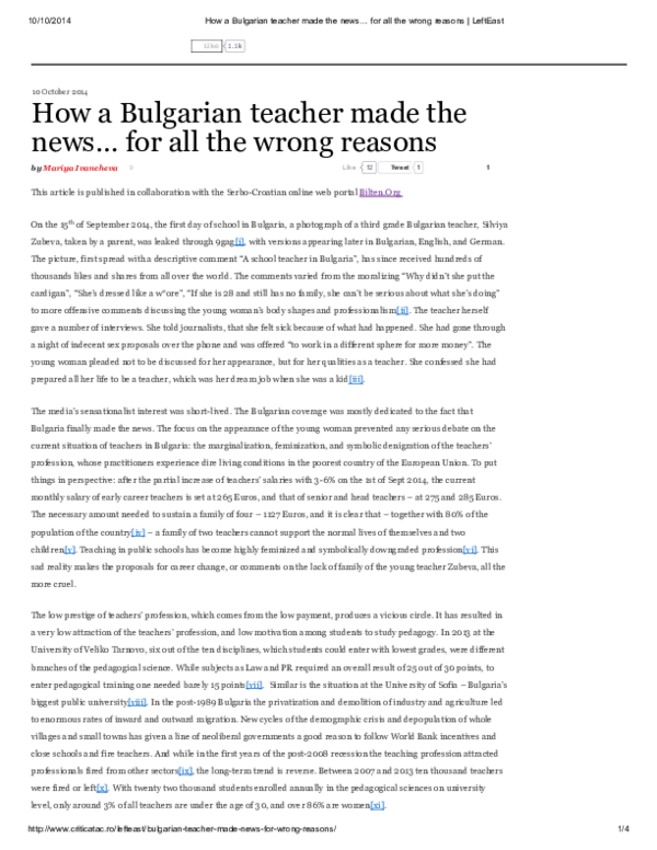 (PDF) How a Bulgarian teacher made the news... for all the wrong reasons
