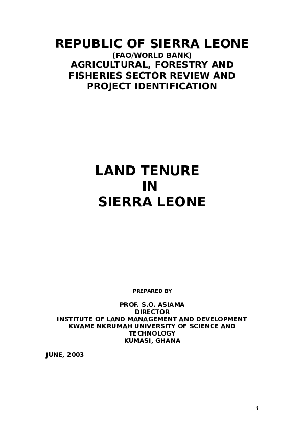(DOC) LAND TENURE IN SIERRA LEONE Seth Asiama Academia.edu