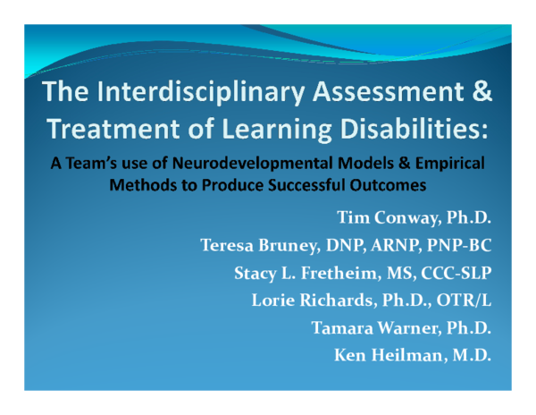 (PDF) Transdisciplinary Assessment and Treatment of Learning ...