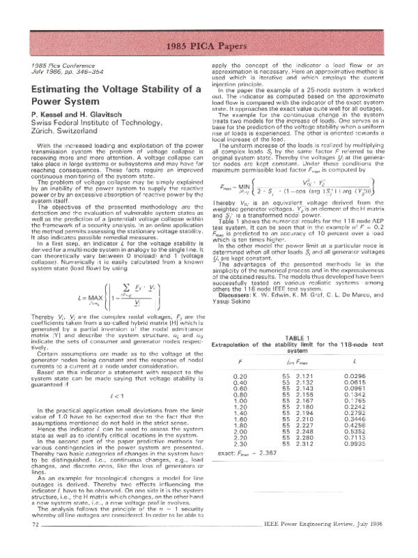 (PDF) Estimating the Voltage Stability of a Power System