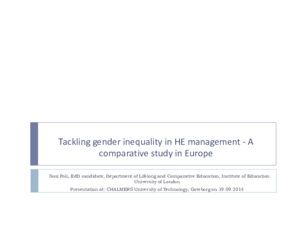 (PPT) Tackling gender inequality in Higher Education management - A ...