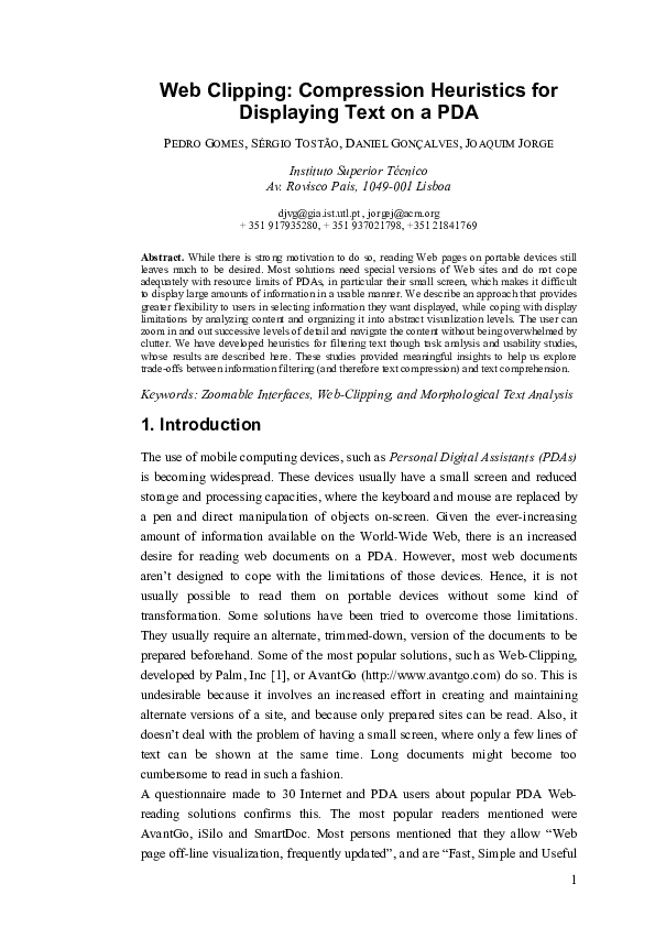 (PDF)  Clipping Compression Heuristics for Displaying Text on a PDA