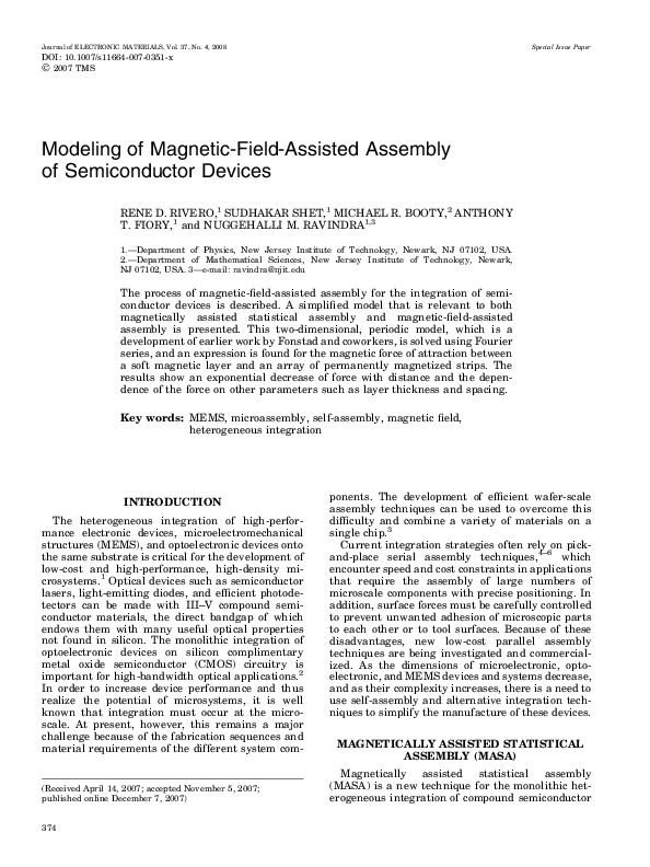 (PDF) Modeling of Assembly of Semiconductor Devices Ravindra