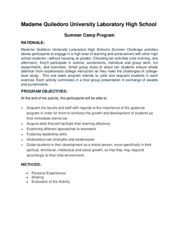 (DOC) Program Proposal