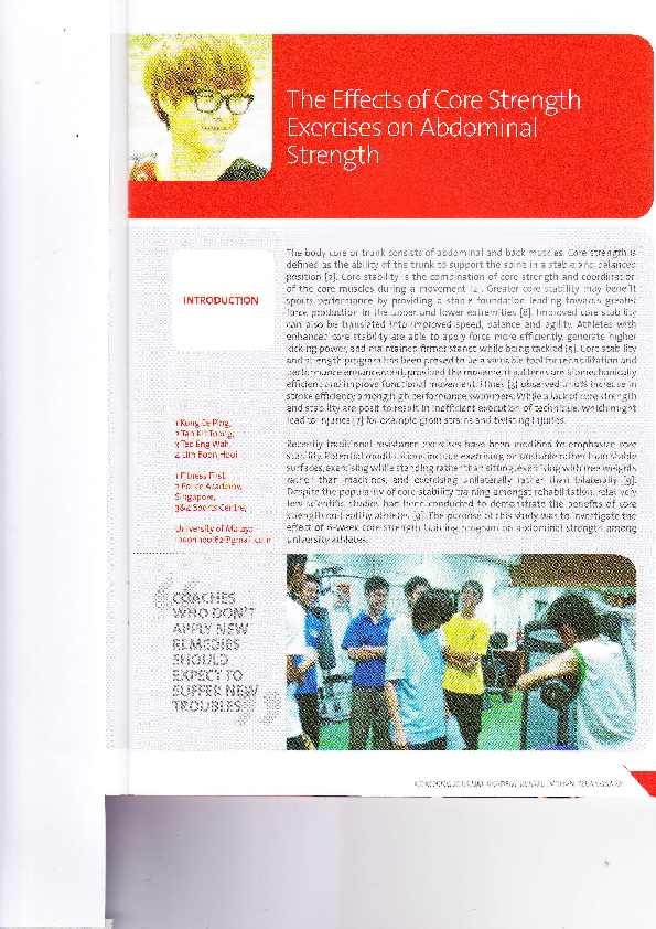 (PDF) The Effect of Core Strength Exercise on Abdominal Strength