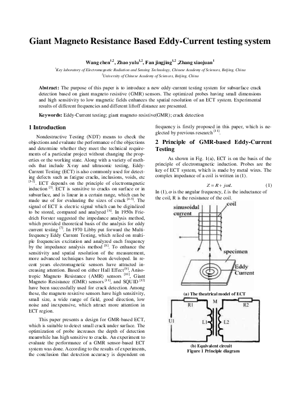 (PDF) Giant Magneto resistance Based Eddy-Current testing system