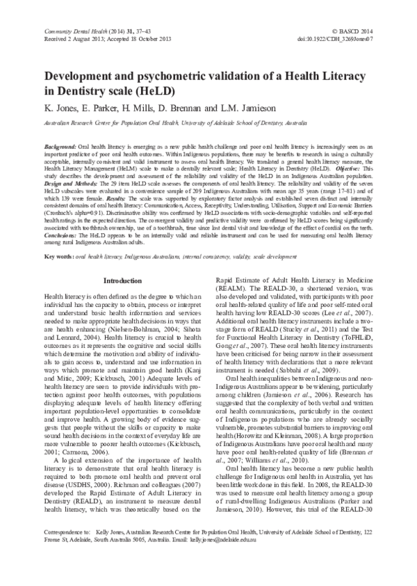 (PDF) Development and psychometric validation of a Health Literacy in ...