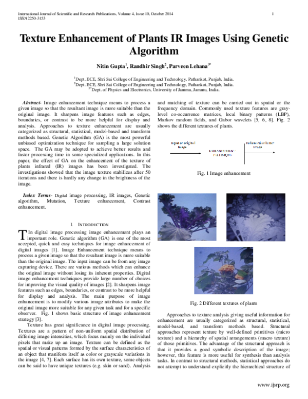 (PDF) Texture Enhancement of Plants IR Images Using Genetic Algorithm