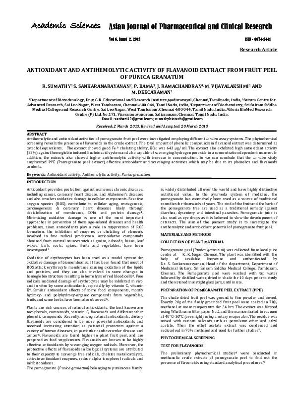 (PDF) ANTIOXIDANT AND ANTIHEMOLYTIC ACTIVITY OF FLAVANOID EXTRACT FROM ...