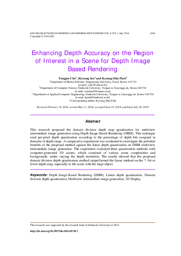 (PDF) Enhancing Depth Accuracy on the Region of Interest in a Scene for ...