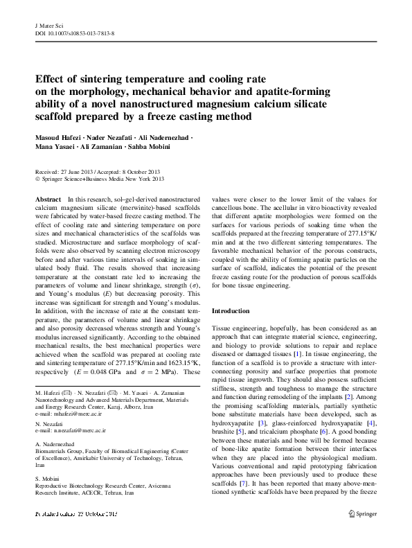 (PDF) Effect of sintering temperature and cooling rate on the ...