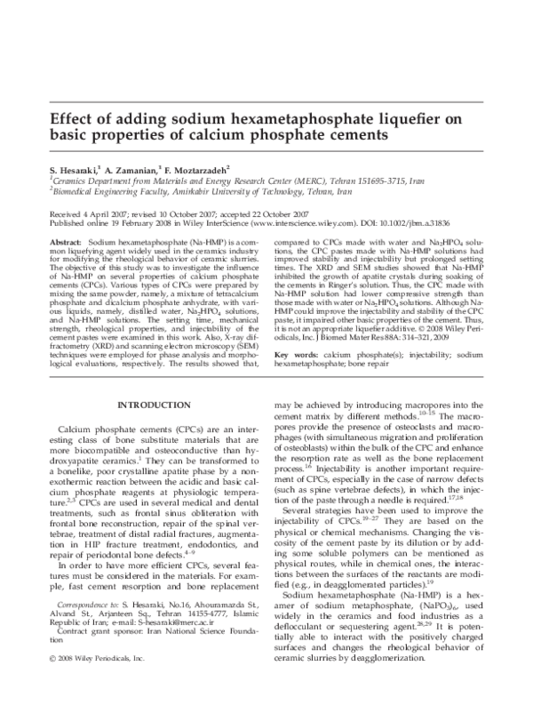 (PDF) Effect of adding sodium hexametaphosphate liquefier on basic ...