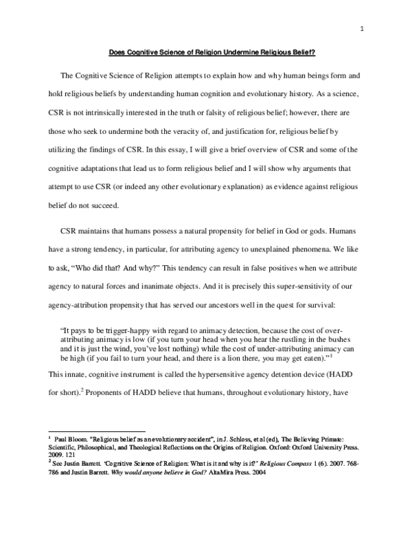 (DOC) Does Cognitive Science of Religion Undermine Religious Belief?