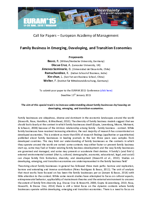 Pdf Family Business In Emerging Developing And Transition Economies Rodrigo Basco Academia Edu
