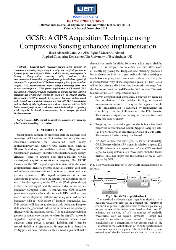 (PDF) GCSR: A GPS Acquisition Technique using Compressive Sensing ...