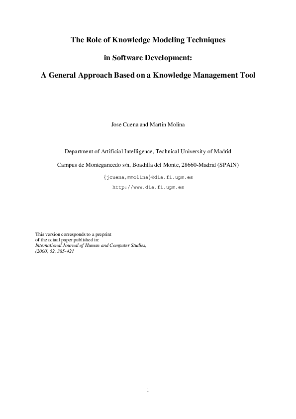 (PDF) The Role of Knowledge Modeling Techniques in Software Development ...