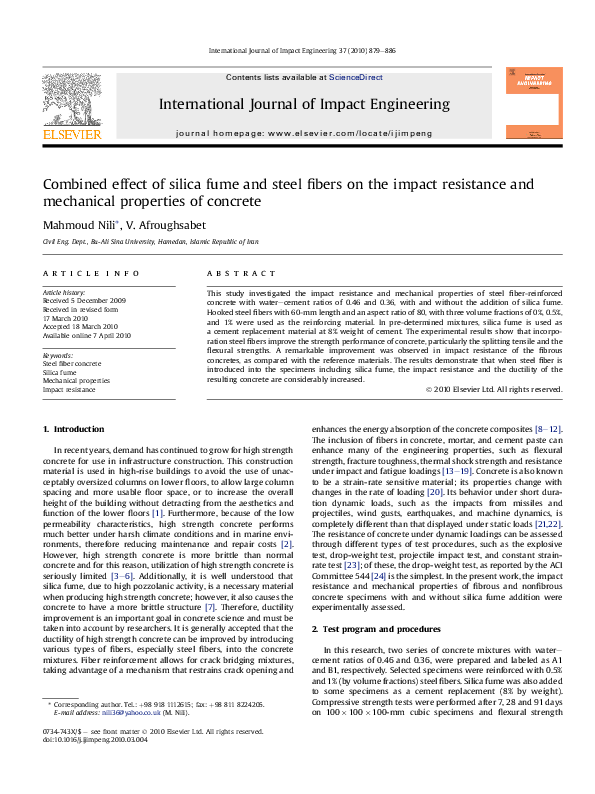 (PDF) Combined effect of silica fume and steel fibers on the impact ...