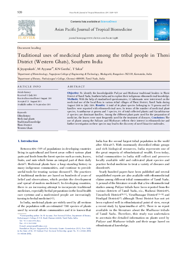 (PDF) Traditional uses of medicinal plants