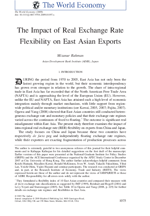 (PDF) The Impact of Real Exchange Rate Flexibility on East Asian Exports