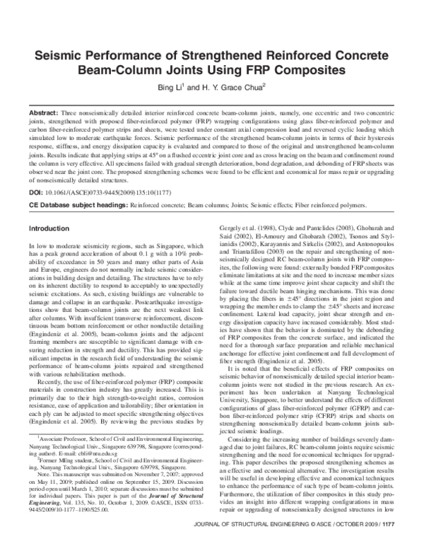 (PDF) Seismic Performance of Strengthened Reinforced Concrete Beam ...