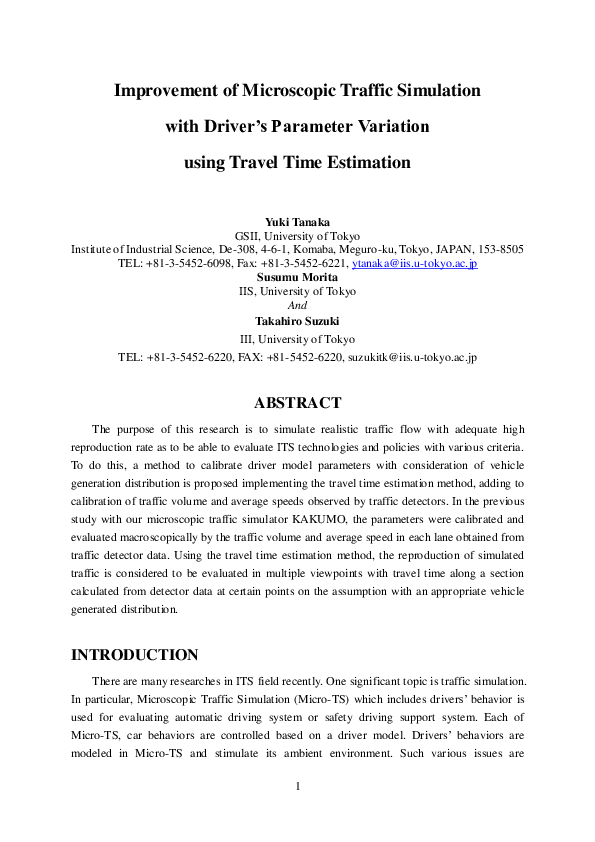 (PDF) Improvement of Microscopic Traffic Simulation with Driver's ...