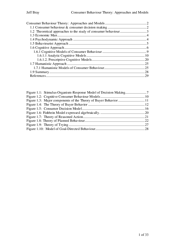 (PDF) Jeff Bray Consumer Behaviour Theory Approaches and