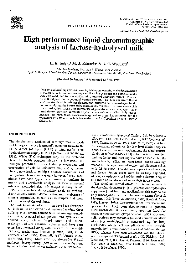 (PDF) High Performance Liquid Chromatographic Analysis of Lactose ...