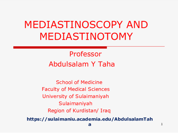 (PPT) MEDIASTINOSCOPY AND MEDIASTINOTOMY