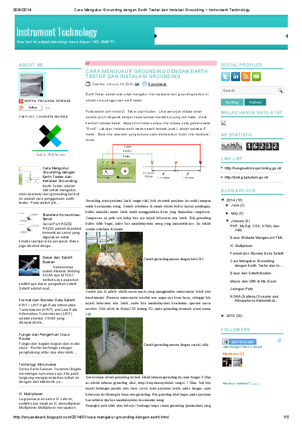 (PDF) Cara Mengukur Grounding dengan Earth Tester dan Instalasi