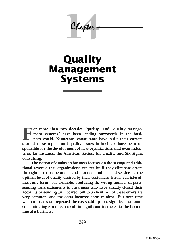 (PDF) Quality Management Systems