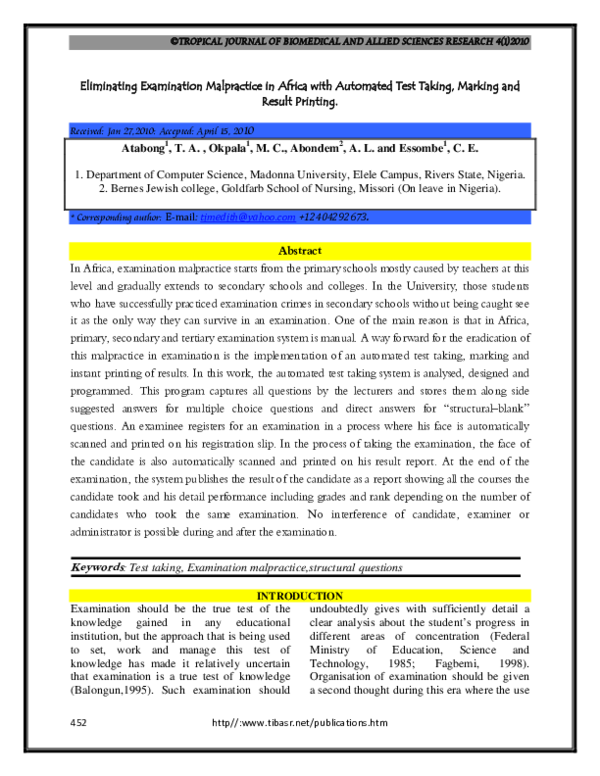 Essay on examination malpractice pdf image