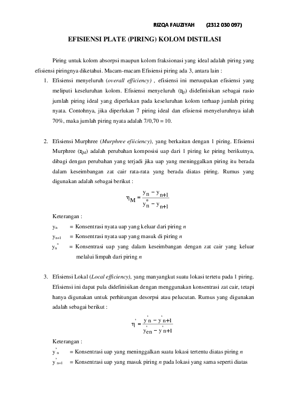 Doc Efisiensi Plate Rizqa Fauziyah Academia Edu