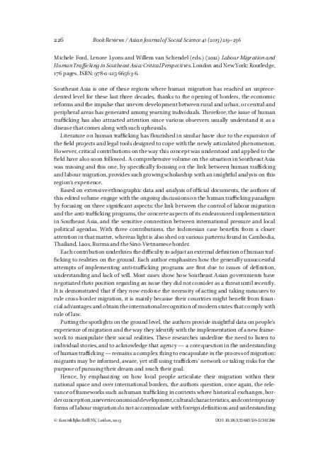 (PDF) Labour Migration and Human Trafficking in Southeast Asia