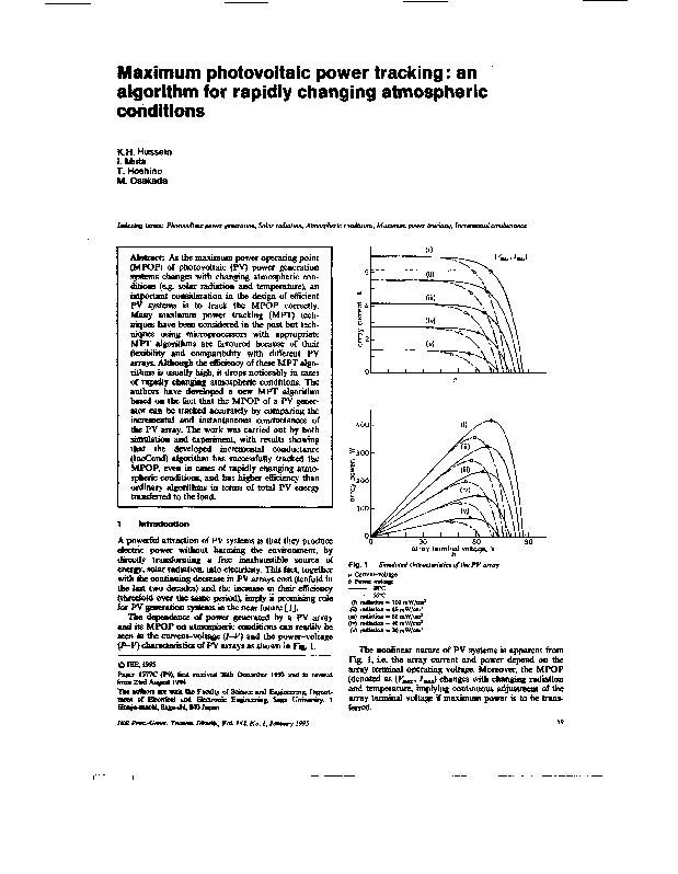 (PDF) Maximum photovoltaic power tracking : an algorithm for rapidly ...