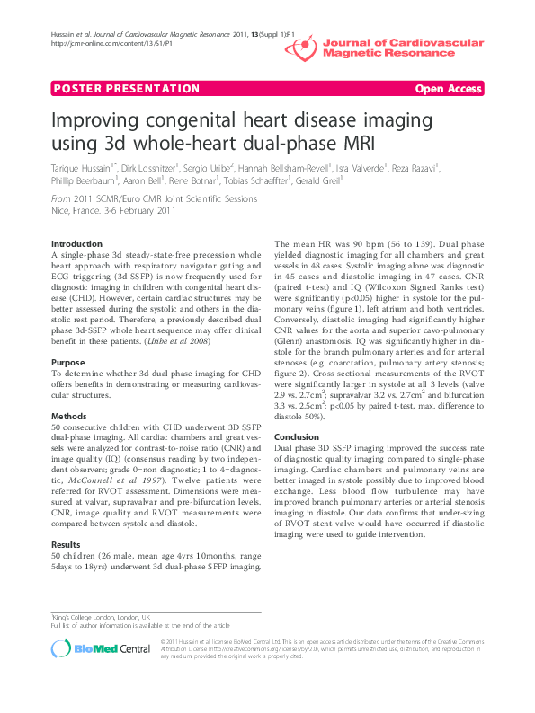(PDF) Improving congenital heart disease imaging using 3d whole-heart ...