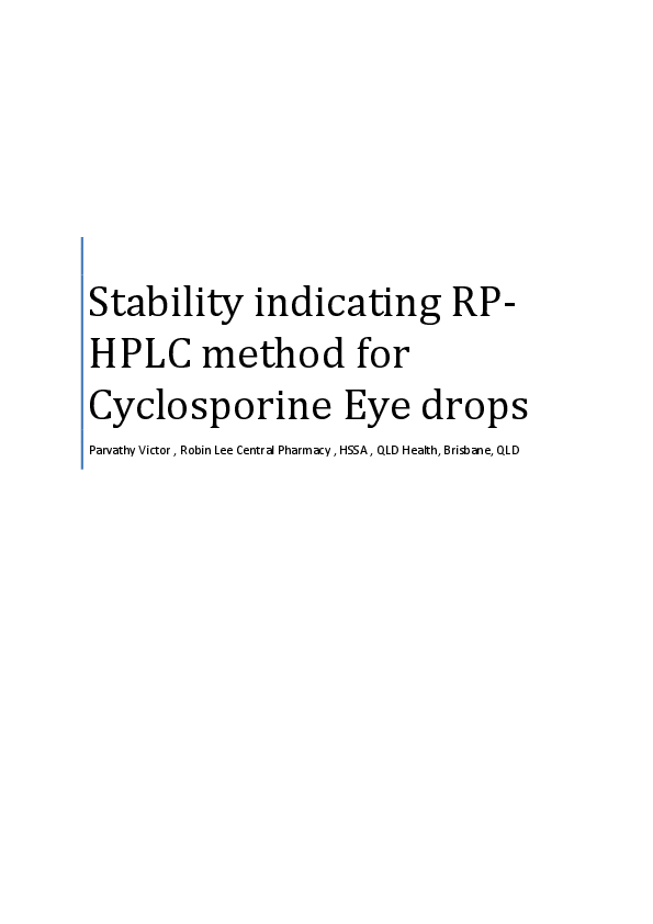 (DOC) Stability Indicating RPHPLC method for Cyclosporin Eye drops