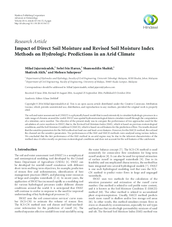 (PDF) Impact of Direct Soil Moisture and Revised Soil Moisture Index ...