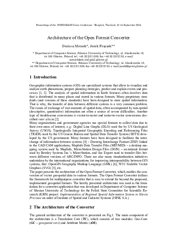 Architecture of the Open Format Converter