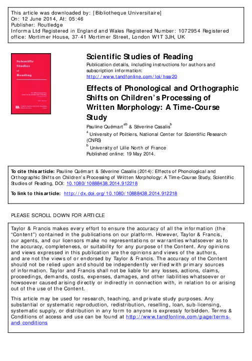 (PDF) Effects of Phonological and Orthographic Shifts on Children's ...