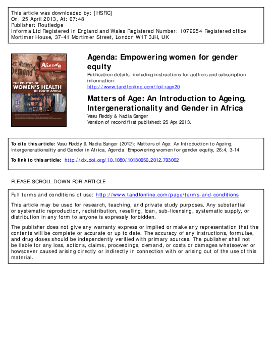 (PDF) Matters of Age: An Introduction to Ageing, Intergenerationality ...