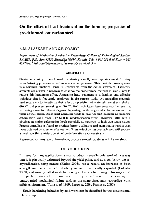 (PDF) On the Effect of Heat Treatment on the Forming Properties of Pre ...