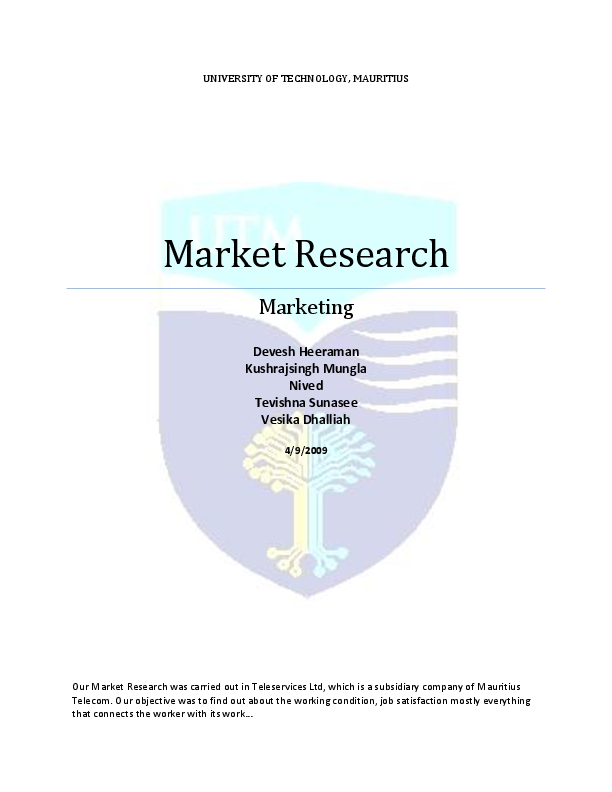 stock market research assignment